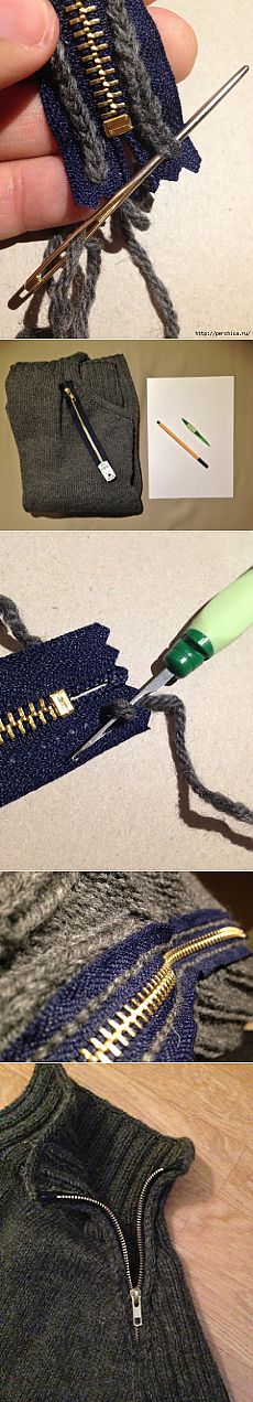 Еще один способ  красиво пришить молнию на вязаное изделие